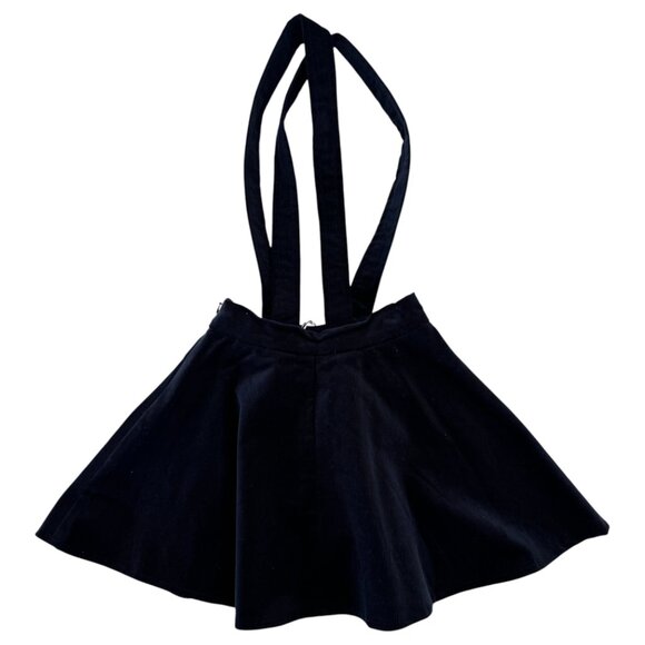 ATELIER BARN - SKIRT WITH SUSPENDERS - VELVET 98% COTTON - DARK NAVY - Picture 2 of 4